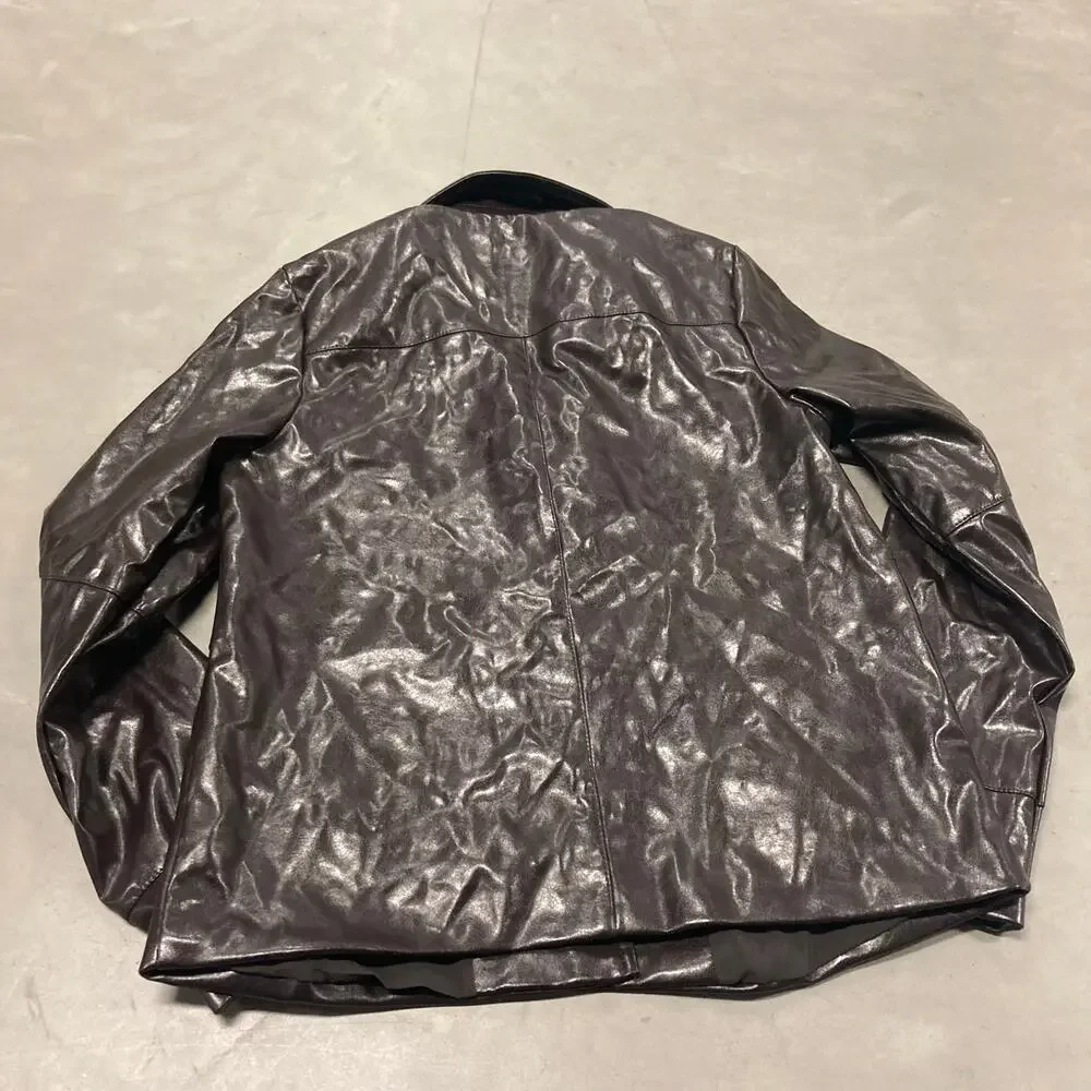 vintage y2k brown leather jacket